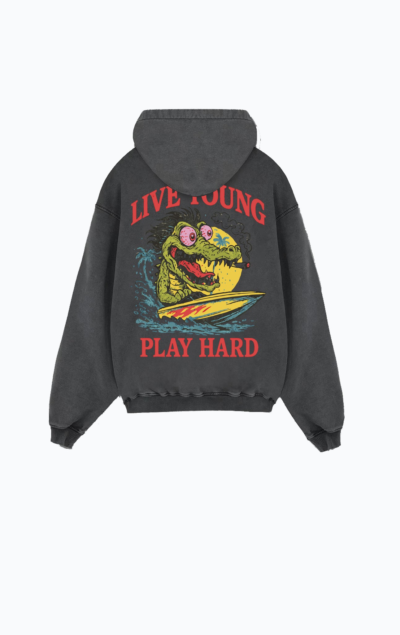 CROC HOODY WASHED BLACK